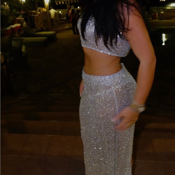 NBD shanti top & skirt silver SET REVOLVE - Picture 7 of 11